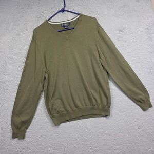 Brooks Brothers Sweater Mens M Green V Neck Supima Cotton Knit Classic‎ Academia